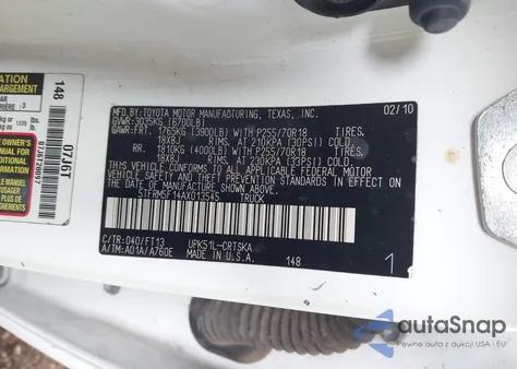 2010 Toyota Tundra Grade 4.6L V8 из США, поврежденный, VIN 5TFRM5F14AX013545